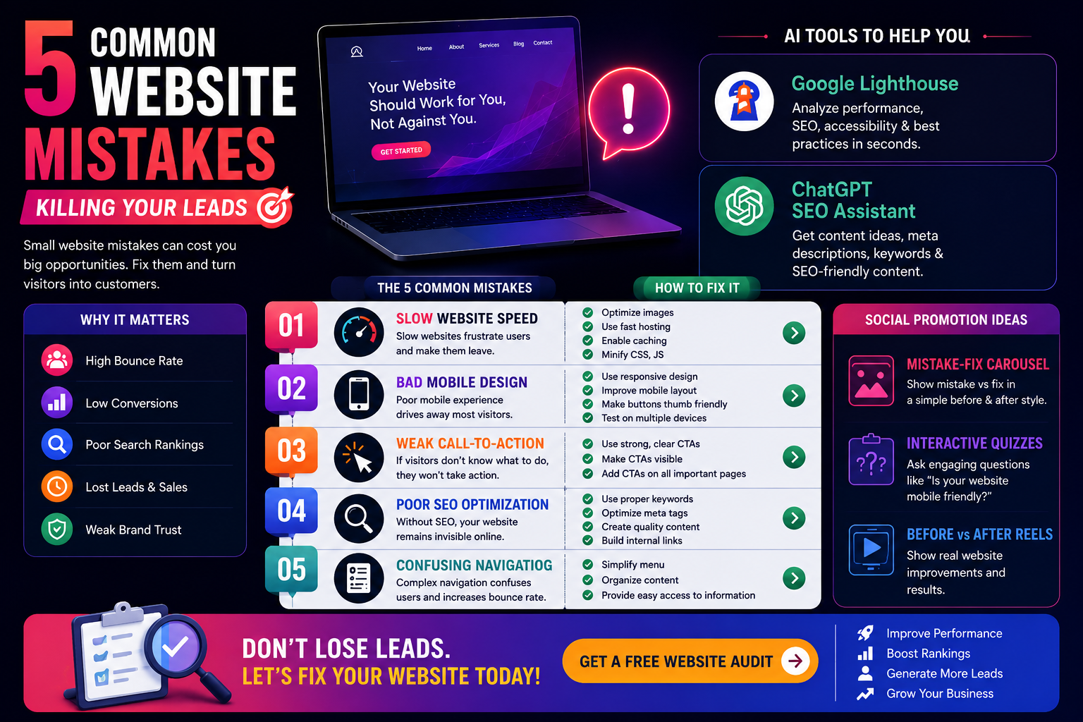 5 Common Website Mistakes Killing Your Leads